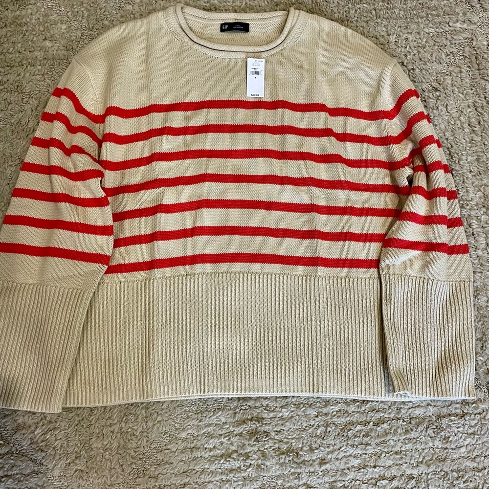 GAP Beige and Pink Striped Women's Sweater